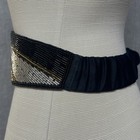 Vintage Satin Beaded Cummerbund Belt Small Black Silver Brown Blue