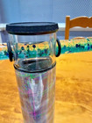 Vtg 9  Silver Kaleidoscope Toy W  11  Liquid Glitter Green  Blue  White Wand