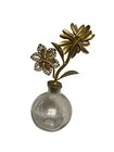 Glass Bottle Decanter With Corked Stopper With Pliable Metal Flower