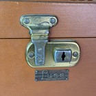 Vintage 1950s Brown Train Case Luce  With Key Hard Small Suitcase Faux Leather