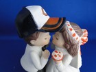 New Chicago Bears Kissing Bride   Groom Wedding Cake Top Figurine With Cap