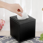 Square Leather Tissue Box Cover - Stylish Cube Tissue Box Holder With Magnetic B