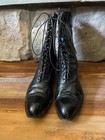 Victorian Edwardian Leather Ladies Shoes Boots Lace Up Vintage Antique Sz 9