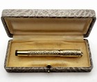 Rapid By Ancora Safety Fountain Pen- 18k Gold Overlay Filigree-14k Gold Nib-20 s