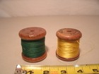 2 Old Vintage Wood Spools With Silk Thread   I b  Silk Co  N y    Emb  Supply