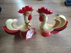 Vintage 1960s Holt Howard Ceramic  coq Rouge   Salt Pepper Shakers Rooster W Tag