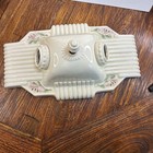 Vtg Art Deco Porcelain 1930s Floral Ceiling Flush Light Fixture 2 Bulb