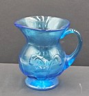 Vintage Clevenger Bros Stars And Stripes Blue Glass Pitcher 5 1 4    Tall