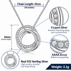 925 Sterling Silver Interlocking Circle Necklace Aaaa Zircon 18 Inch Chain