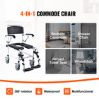 350lbs Bedside Commode Toilet Chair W 4 Lockable Wheels Footrests Flip-up Arms