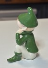 Vintage 1950s Holland Mold Ceramic Christmas Pixie Elf Fairy Figure Signed Green
