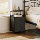 Nightstand Set Of 2 With Charging Station  26 4 In Tall  3 Fabric Drawers  Black