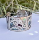 Vintage Mexican Sterling Silver Wide Dragon Panel Bracelet Matilde Poulat Signed