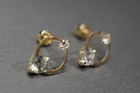 14k Solid Yellow Gold Fancy Circle With Cz Screw Back Earrings  Children Women
