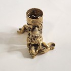 Vintage Ornate Gold Tone Metal Lipstick Holder- With Figural Lady Pouring Water