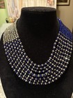 Blue   Silver Crystal Jewelry Set Necklace Bracelet Earrings Round Blue Stones