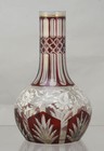 Antique Bohemian Ruby White Painted Glass Bottle Vase Hookah Base