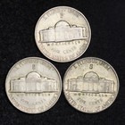 1943 P D S Jefferson Nickel Set  3 Coin Lot  Silver War Nickels Nice Good   Vg