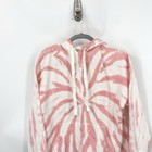 Style   Co Women Size Medium Hoodie Pullover Shirt Top Waffle White Pink Tie Dye