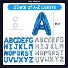 Blue Silver Letter Balloons 52 Pc 16in A-z Alphabet Banner Party Decor