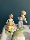 5 Vintage Ceramic Bisque Painted Figurine Lot Very Good Condition