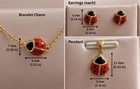 10k Solid Gold Baby Girl Ladybug Jewelry Set Screw Back Earring Bracelet Pendant