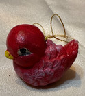 Vtg Red Bird Christmas Ornaments Set Of 3 Hand Painted 1970s Mid Century Style