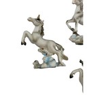 Lot Of 3 Vintage Hand Painted Derpy Unicorn Figurines Black White