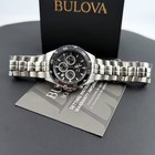 Men Bulova Classic Marine Star Black Dial Chronograph 98b401 Quartz Watch 41 5mm