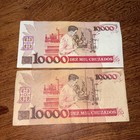 Brazil 10 Cruzados Novos Ovpt On 10000 Cruzados Unc Lot Of 2