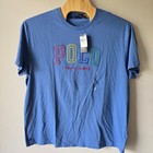 Polo Ralph Lauren Mens Xxl Classic Fit Blue Colorful Embroidered Logo T-shirt