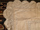 Antique Vintage Ornate Bobbin Lace Square Tablecloth W Cloth Backing 