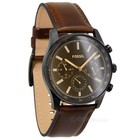 Fossil Sullivan Mens Multifunction Watch  Black Dial Day Date Brown Leather Band