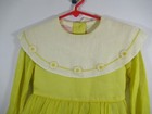 Vintage 50s Kate Greenaway Daisy Dress Girls Yellow Organdy Long Sleeve