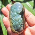 Grade A Natural Burmese Jadeite Carving Guan Yin   Yama Face Unique Hand Carved 