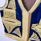 Vintage Turkish Ottoman Embroidered Velvet Vest Royal Blue Gold Metallic Large
