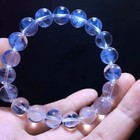 Natural White Crystal Blue Needle    Round  Beads Bracelet 10mm 5a