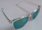 Vintage Frogskyn Like Style Crystal Clear Frame Sunglasses W  Light Green Mirror