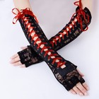 Jisen Womens Fingerless Gloves Elbow Lace Up Steampunk Costume Arm Warmer