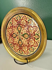 Vtg Greek Byzantine Cloisonn   Mosaic Enameled Bronze Copper  9 75  Platter Decor