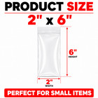 2x6 Clear Zip Lock Bags 4 Mil Reclosable Poly Bags Heavy Duty Small Parts