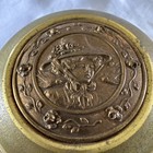Vtg Lady   s Round Brass Vanity Powder Puff Musical Box That Works Trinket Jar