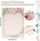 64pcs Flower Stationary Paper Lined 8 5x11 Lined Stationary Writing Paper Fancy 