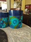 Vintage Nesting Metal Canister Set 4 Japan Retro Groovy 70s Mod Blue   Green