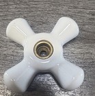Ceramic Cross Faucet Handles Pair With Brass Inserts Vintage White Knobs