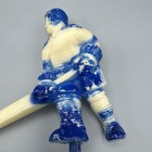 Vtg Super Chexx   Pro Bubble Dome Hockey -blue Team Long Stick Player D3