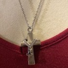 Silver Urn Cross Necklace With Chain Memorial Keepsake Cremation Pendant