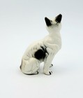 Siamese Vintage Porcelain Gray Kitty Cat Figurine Blue Eyes Hand Painted 