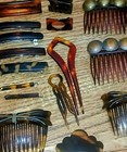 Vintage Lot 16 Plastic Tortoise Hair Accessories Combs Barrettes Pins Clips