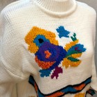 90s Cream Knit Pullover Sweater W  Abstract Bird Western Connection Size Large L